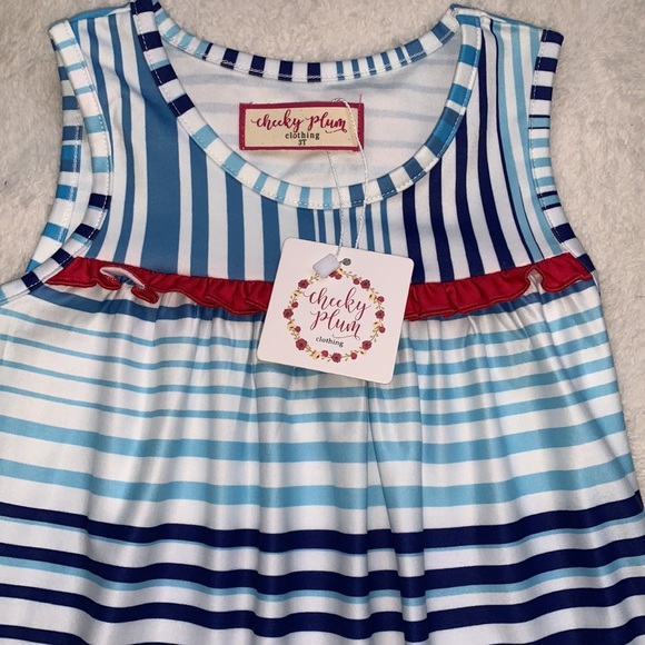 NWT Cheeky Plum Firecracker 3T Loungewear Gown Red White Blue - Picture 8 of 11